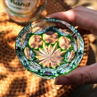 Edo Kiriko Jade Green Crystal Glass Cup Small Wine Glass Handcrafted Engraved Tea Tasting Cup Japane