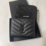 YSL MONOGRAM粒面壓紋皮革兩摺錢包