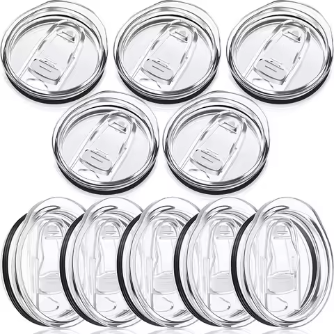 12oz/20oz Straight Cup Lid, AS Plastic Leakproof Design - Push-Tab Seal Cover for Tumbler