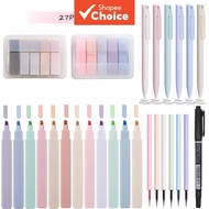 Aesthetic Stationery Set Morandi Gel Pens Including Highlighters Refills Colored Index Tabs Markers 