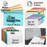 A4 20Pcs Plastic Button Files 24PCS Zipper files/Poket Fail Butang 20Keping/Fail Zip 24keping