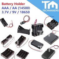 1,2,3,4 Slot Battery Holder AA / AAA / 3.7V 18650 / 9V Casing Case Cell Housing TechMakers