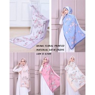 Shawl Premium Floral Printed Satin Crepe | Surprise Gift Box Tudung Shawl Printed bunga flower ala ariani naelofar