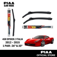 PIAA Slim Vogue Silicone Flat Wiper For Ferrari 458 Spider/Italia 2012 ~ 2015 (26" & 20")