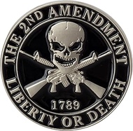 '2nd Amendment Right to Bear Arms Militia Liberty or Death 1789 Skull and Crossed Guns 1'' Lapel Pin