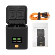 Camera Battery Charging Case for NP-W126 NP-W126S Batteries 2-slot Charger with Card Slots OLED Scre