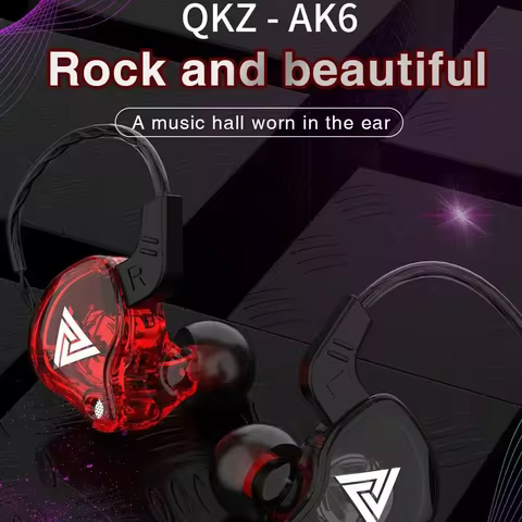 QKZ AK6 Sports In-Ear Earphones with Remote Control Microphone Heavy Bass HiFi Wired Earbuds for iPh