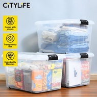 Citylife 30L Stackable Storage Box With Wheels Plastic Storage Box Organizer Large Capacity Containe