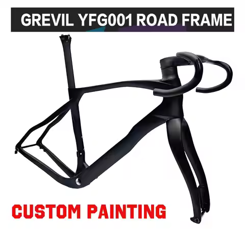 AIRWOLF Grevil F Gravel Carbon Frame Gold Disc Road Bike Frame Internal Cable 700*45C T47 Custom Pai