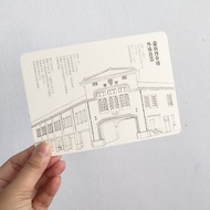 台南老建築/明信片/著色畫/臺南西市場外廓賣店