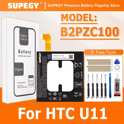 2026 SUPEGY 100% New 3000mAh B2PZC100 Battery For HTC U11 Replacement Li-ion Phone Batteries+ Tools 