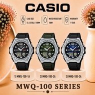 CASIO MWQ-100 MEN DIGITAL QUARTZ YOUTH TIMEPIECES DATE DAY RESIN STRAP WATCH  MWQ-100-1A MWQ-100-2A 