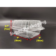 BENXON Kuih Container OPS C10 / 4" Burger Box with Lock (100pcs±) Bakery Disposable Plastic Clear
