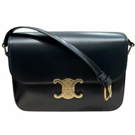 CELINE 思琳 TEEN TRIOMPHE 凱旋門肩背包 皮革 黑色 金釦
