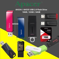 APACER 16GB / 32GB /64GB / 128GB USB2.0 Pendrive Pen Drive  /Flash Drive /  Thumb Drive AH334 / AH33