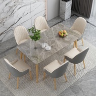 1.2m/1.4m/1.6m Glossy Sintered Stone Dining Table | 1.2m/1.4m/1.6m Meja Makan Batu Bersilang Berkila