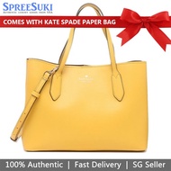 Kate Spade Handbag With Gift Paper Bag Crossbody Bag Harper Refined Grain Leather Satchel Yellow # WKR00064