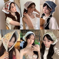 Korean Lace Floral Headscarf Triangular Scarf Printing Sweet Summer Headband Turban Woman Headwear