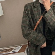 Plaid Woolen Blazer Loose Retro Clothes Plaid Woolen Blazer Women 2023 Autumn Winter New Style Korean Version Loose Retro Short Thick Woolen Coat