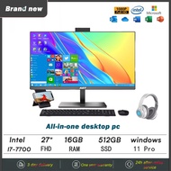 2023 New model 24 inch All in one pc desktop computer i7 cpu RAM 16GB 512GB SSD windows 11 Computer desktop full set home business office online class game Free genuine Microsoft Office software and mouse