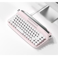 Retro Bluetooth Keyboard Wireless Wired Dual Mode TKL Keyboard Multi Device Pairing Retro Style Keyb