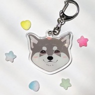 壓克力鑰匙扣【黑柴~有櫻花~】