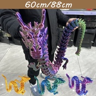 60/88CM 3D Printed Dragon Creative Movable Dragon Toy Colorful Dragon Desktop Ornament