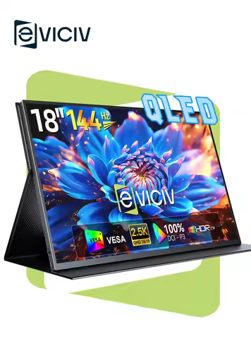 EVICIV 2K 144Hz Portable Monitor 18" 100%DCI-P3 HDMI Computer Gaming Display HDR Freesync Laptop Scr