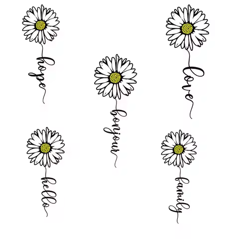 Little Daisy Tail font Customize Letters stickers for Kids Clothing Jacket Washable DIY Appliques Th