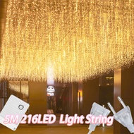 5M 216LED 8 Modes Fairy Curtain String Light LED Garden Party Outdoor Hanging Decoration Lamp Lampu 