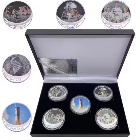 10pc Famous Apollo 11 50th Anniversary Silver Coin First landing on the moon Collectibles US Challen