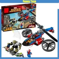 76016 Spider-Helicopter Rescue Building Block Assembly Ornament Children's Educational Toy Adult Boy