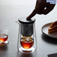 適放飄逸杯玻璃茶壺雙層防燙磁吸一鍵按壓出水泡茶杯沖茶壺茶海