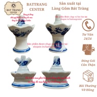 (4 MODELS) Pipe, base, medicine stand, Bat Trang antique blue enamel altar for worshiping ancestors,