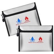 2 Pack Fireproof Document Bag 9" X 7" Large Fireproof and Waterproof Bag Documents Cash Files Firepr