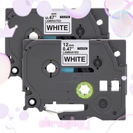 Label Tape Replacement for  P-Press TZe Label Tape 12mm 0.47 Inch Laminated 26.2 Feet Black on White