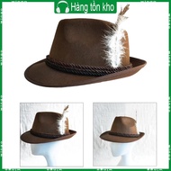 WIN Unisex Adult Octoberfest Hat Western Large Feather Hat Fedora Jazzs Hat