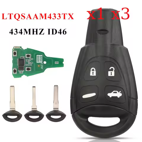 jingyuqin Remote Car Key 433MHz PCF7946AT For SAAB 9-3 9-5 2003-2010 LTQSAAM433TX Full Key