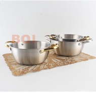 Gold Korean Stainless Steel Ramen Pot Binaural Instant Noodle Pot Household Small Soup Pot Korean Style Cooking Noodle P