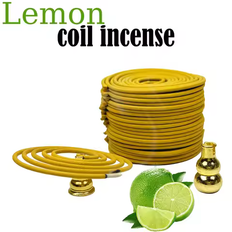 22/50/100 Circle Lemon Fragrance Spiral Incense Pan Fragrance with Gourd Fragrance Insertion, Lemon 
