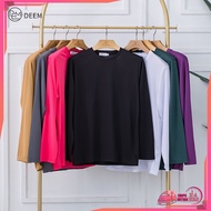 DEEM Jersey Training Plain T-shirt Baju Panjang Womens Plus Size Long Sleeve Microfiber Polyester