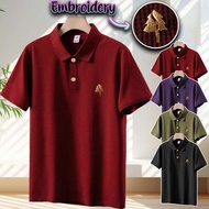 M-4XL Embroidery Polo Shirt Men Baju Lelaki Berkolar Oversize Plian Polo T Shirt Collar Classic 4 Co