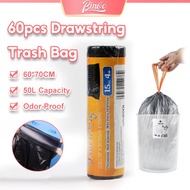 BINCOO 60pcs Drawstring Thickened Trash Bag for 20/30/40L Trash Can Plastic Garbage Bag Makapal