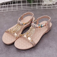 Giày Sandal Đế Bằng Lưng Đứng Giày Sandal Đế Bằng Phong Cách Bohemian Đính Rhinestone Cho Nữ Mùa Hè 