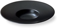 Kanesu Ceramic Pasta Plate, Black Mat, 9.4 inches (24 cm), Wide Rim, 9.4 inches (24 cm), Flat Soup P
