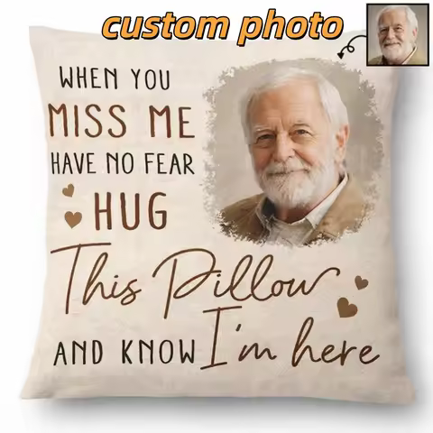 1Pc Peralized Memorial Pillow with Photo, When You Miss Me Hug Pillow,Custom Remembrance Cushion Pil