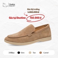 Shallow Slip On Suede Flats, Dustino Beige Brown Genuine Leather Men's Flats