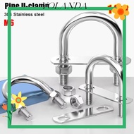 YOLAN 1Set M6 Round Tube Clamp, Screws 304 Stainless Steel Pipe U-clamp,  With Baffle Right Angle U-