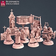 Abbey Monks : Collection : Miniature Resin Game Board Model Made To Order DnD Tabletop Board Game