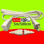 2pcs WWW222 5M 2-prong Male To Female Power Extension Cable Power extension cord